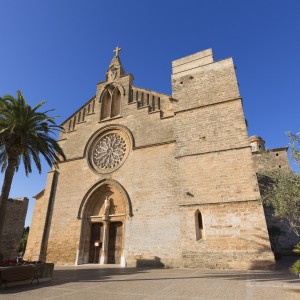 Alcudia Old Town Sant Jaume church in Majorca Mallorca Balearic island of Spain