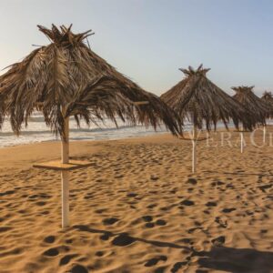 Tropical parasol at Metaponto beach Basilicata, in Italy to mean a concept of tourism